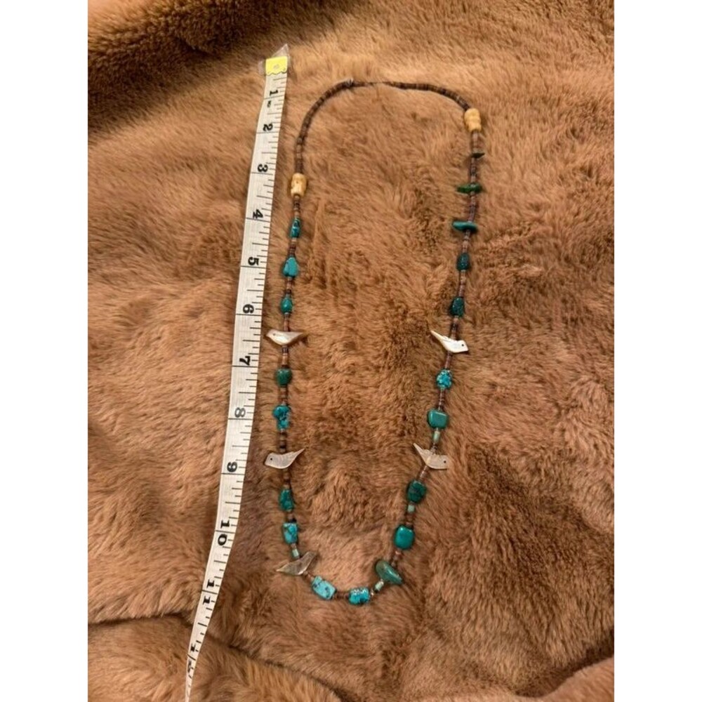 Vintage Native American Zuni Style Bird Fetish & Turquoise Necklace